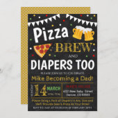 Baby shower Pizza en Beer Kaart (Voorkant / Achterkant)
