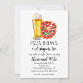 Baby shower Pizza en Beer Kaart (Voorkant)