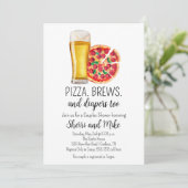 Baby shower Pizza en Beer Kaart (Staand voorkant)