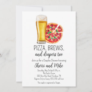 Baby shower Pizza en Beer Kaart