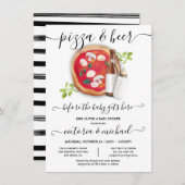 Baby shower Pizza en Beer Kaart (Voorkant / Achterkant)