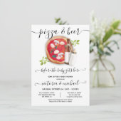 Baby shower Pizza en Beer Kaart (Staand voorkant)