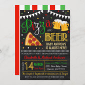 Baby shower Pizza en Beer Kaart (Voorkant / Achterkant)