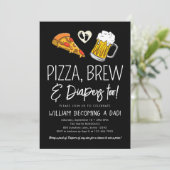 Baby shower Pizza en Beer Kaart (Staand voorkant)