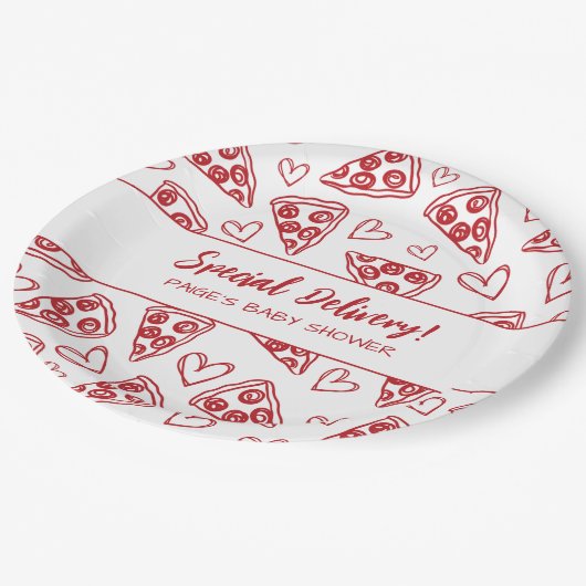 Baby shower Pizza Party Italiaans Speciale Aanbied Papieren Bordje (Gekanteld)