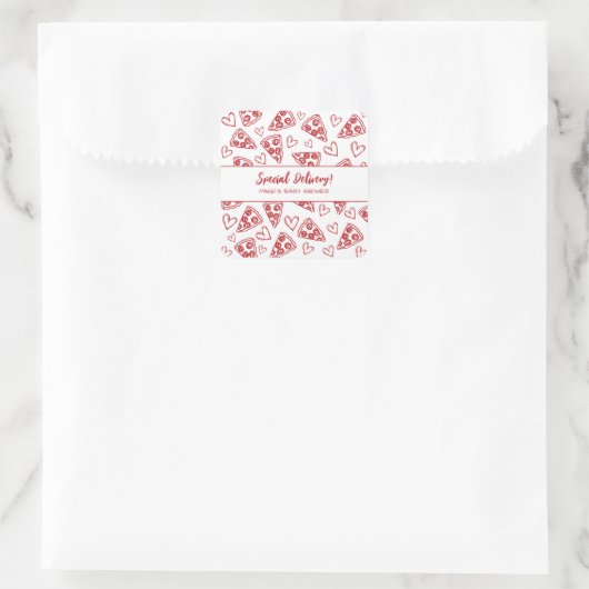 Baby shower Pizza Party Italiaans Speciale Aanbied Vierkante Sticker (Tas)