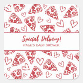 Baby shower Pizza Party Italiaans Speciale Aanbied Vierkante Sticker (Voorkant)