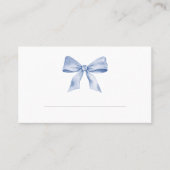 Baby shower plaats kaart met stoffige blauwe strik plaatskaartje (Voorkant)
