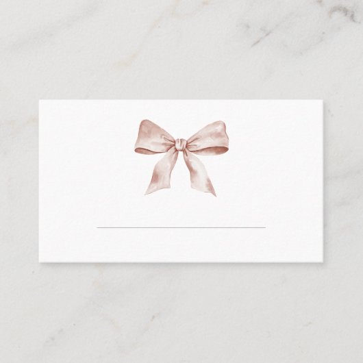 Baby shower plaats kaart met stoffige roze strik plaatskaartje (Voorkant)