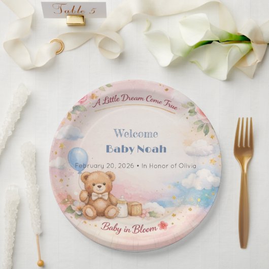 Baby Shower Plates | Bloom Dream Theme Papieren Bordje (Huwelijk)