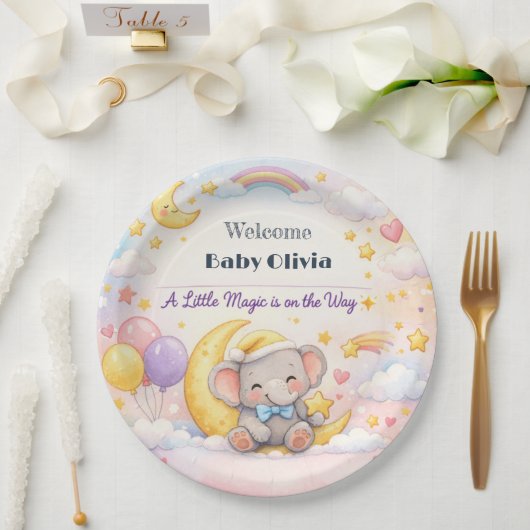 Baby Shower Plates | Magic Moon Theme Papieren Bordje (Huwelijk)
