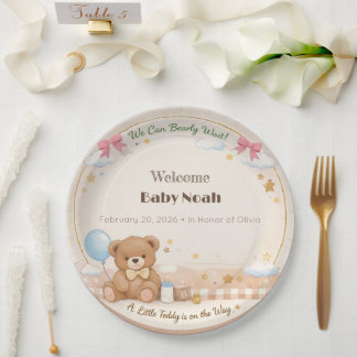 Baby Shower Plates | Teddy Bear Theme Papieren Bordje