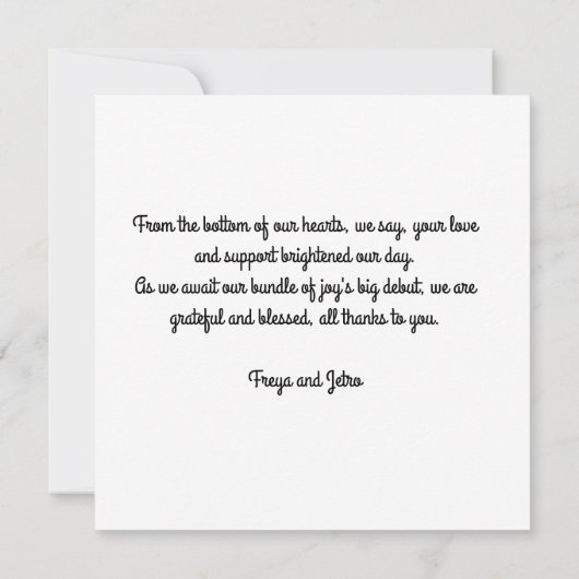 Baby shower platte Kaart dank u (Achterkant)