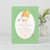 Baby Shower | Polka Dot Gnome Bumble Bee Kaart (Staand voorkant)