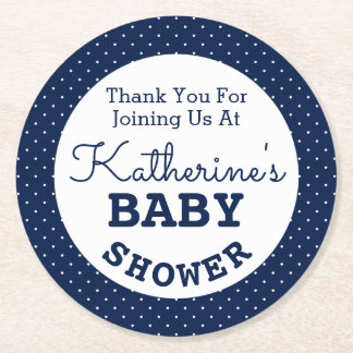 Baby shower Polka Dots Ronde Kartonnen Onderzetter