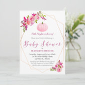 Baby shower pompoen bloemige geometrisch kaart (Staand voorkant)