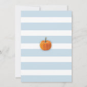 Baby shower Pompoen Blue Boy Stripe Oogst Uitnodig Kaart (Achterkant)