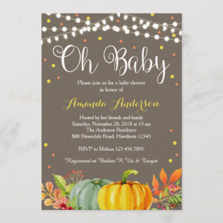 Baby shower pompoen, Herfst Baby shower Kaart