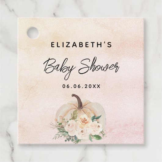 Baby shower pompoen herfst crème roos goud bedankjes labels (Voorkant)