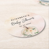 Baby shower pompoen herfst crème roze goud ronde kartonnen onderzetter (Gebogen)