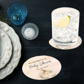 Baby shower pompoen herfst crème roze goud ronde kartonnen onderzetter