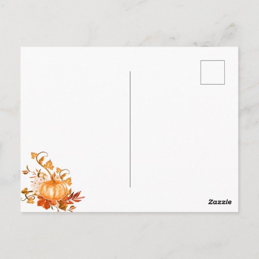 Baby shower pompoen herfst gouden witte uitnodigin briefkaart (Achterkant)
