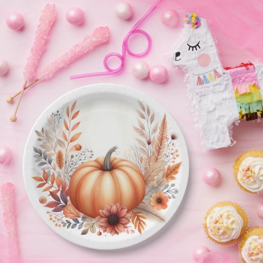 Baby shower pompoen herfst herfst papieren bordje (Feest)