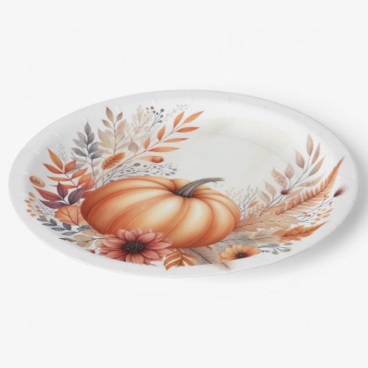 Baby shower pompoen herfst herfst papieren bordje (Gekanteld)