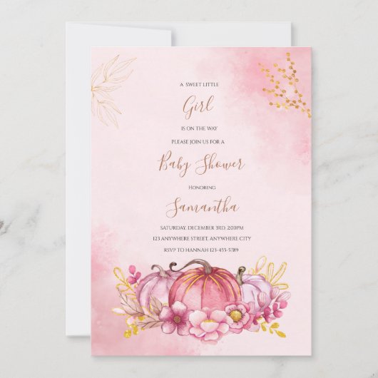 Baby shower pompoen kaart (Voorkant)