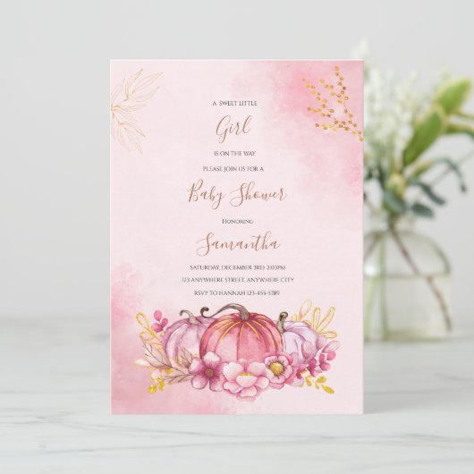 Baby shower pompoen kaart (Staand voorkant)