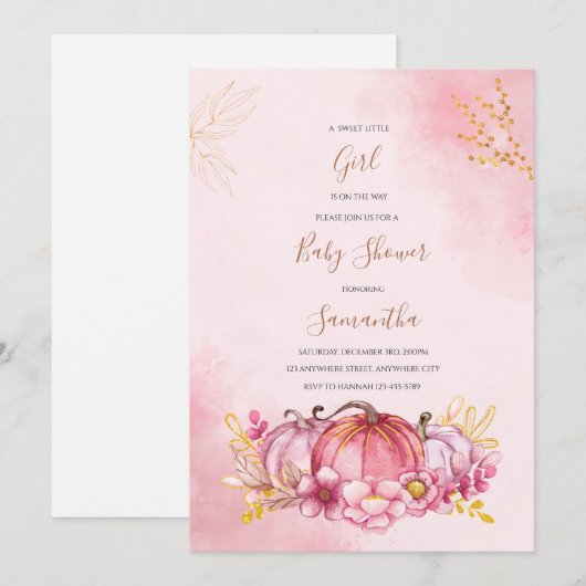 Baby shower pompoen kaart (Voorkant / Achterkant)