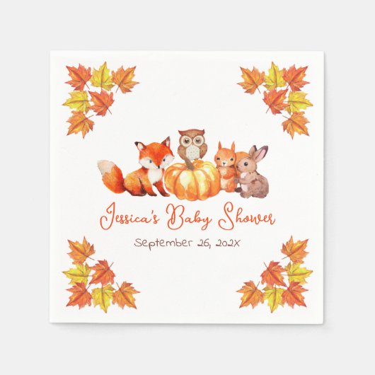 Baby shower pompoen kalveren herfst laat dieren servet (Voorkant)
