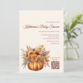 Baby shower-Pompoen met Bloemen- Kaart (Staand voorkant)