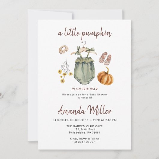 Baby shower pompoen minimalistische Baby Save The Date (Voorkant)
