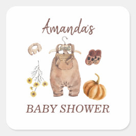 Baby shower pompoen minimalistische Baby Vierkante Sticker