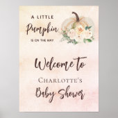Baby shower pompoen op weg naar crème welkom poster (Voorkant)