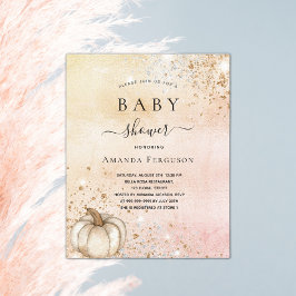 Baby shower pompoen roos goudbegroting uitnodiging flyer
