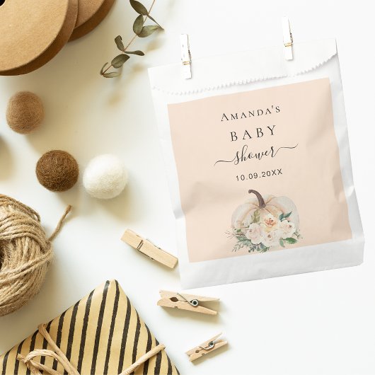 Baby shower pompoen roos gouden crème blush bedankzakje