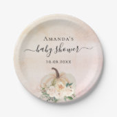 Baby shower pompoen roos gouden crème blush papieren bordje (Voorkant)