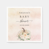 Baby shower pompoen roos gouden crème blush servet (Voorkant)