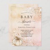 Baby shower pompoen roos goudglitter herfst uitnodiging briefkaart (Voorkant / Achterkant)