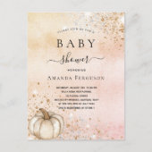Baby shower pompoen roos goudglitter herfst uitnodiging briefkaart (Voorkant)