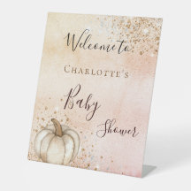 Baby shower pompoen roze goud glitters herfst welk