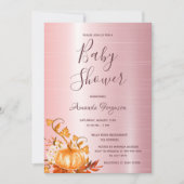 Baby shower pompoen roze roze herfst kaart (Voorkant)