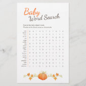 Baby shower pompoen woord zoeken match spel flyer (Voorkant)