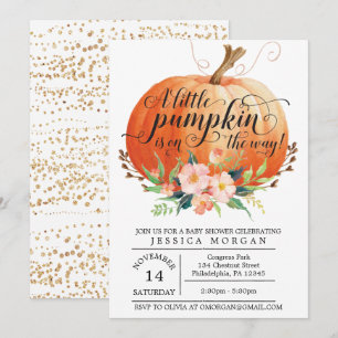 Baby shower pompoenen - Herfst Baby shower Kaart