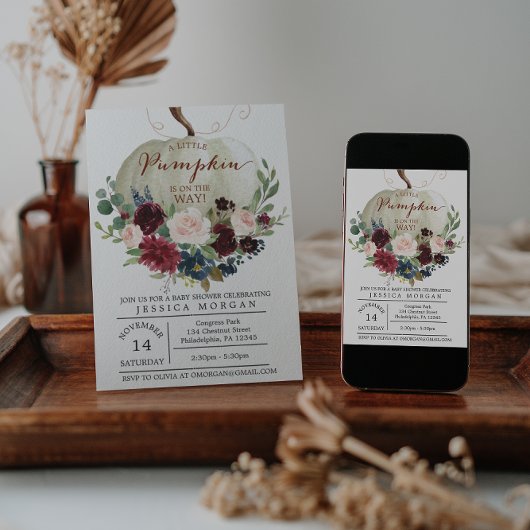 Baby shower pompoenen - Herfst Baby shower Kaart