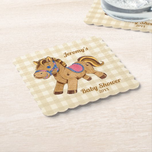 Baby Shower Pony Coaster Kartonnen Onderzetters (Gebogen)