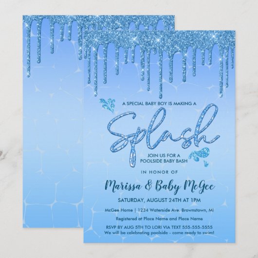 Baby shower pools partij kaart (Voorkant / Achterkant)