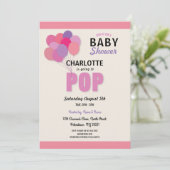 Baby shower POP Ballon Roze Meisje Sprinkle Fun s Kaart (Staand voorkant)